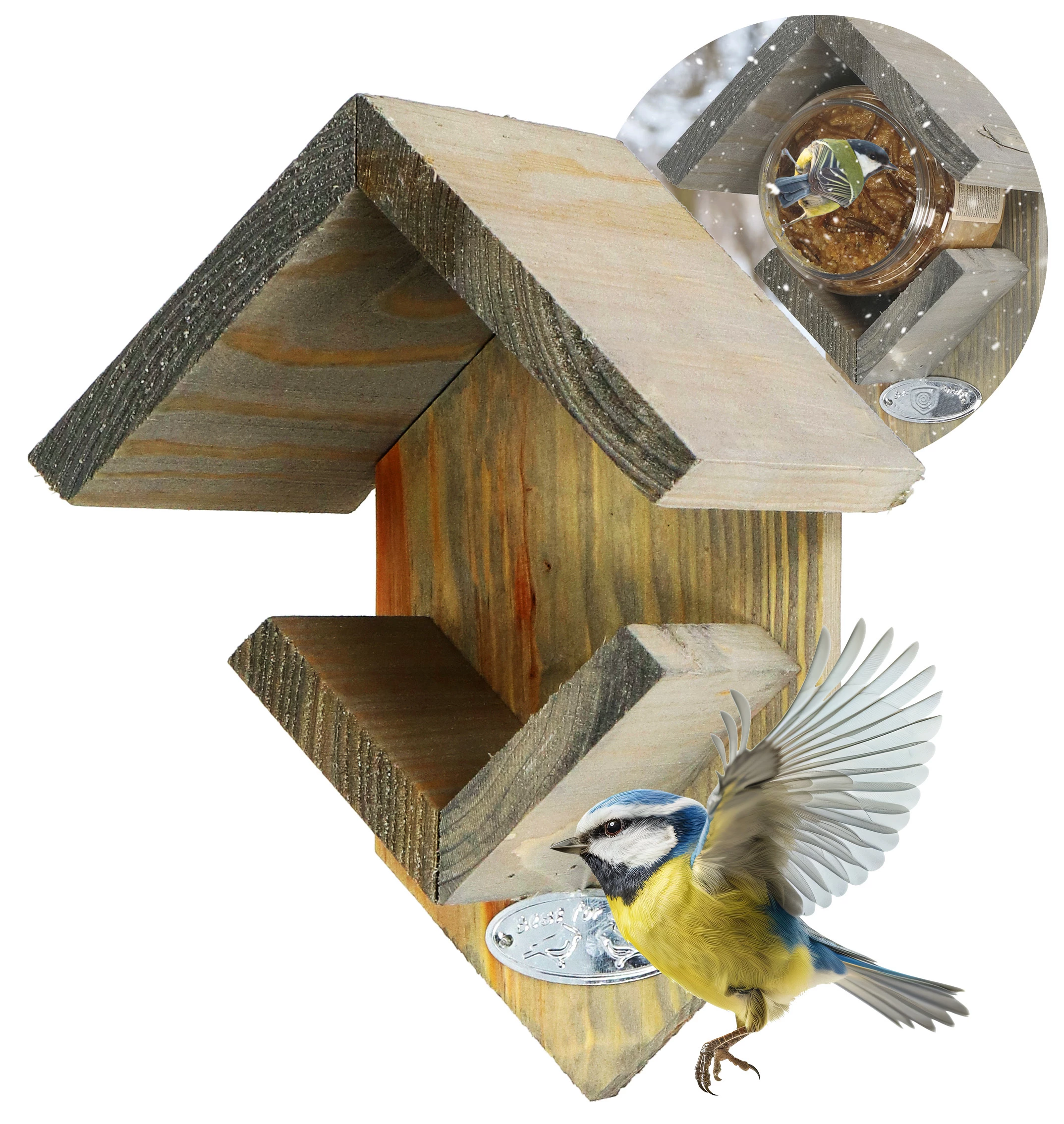 karmnik dla ptaków, drewniany karmnik, karmnik dla ptaków na zimę 