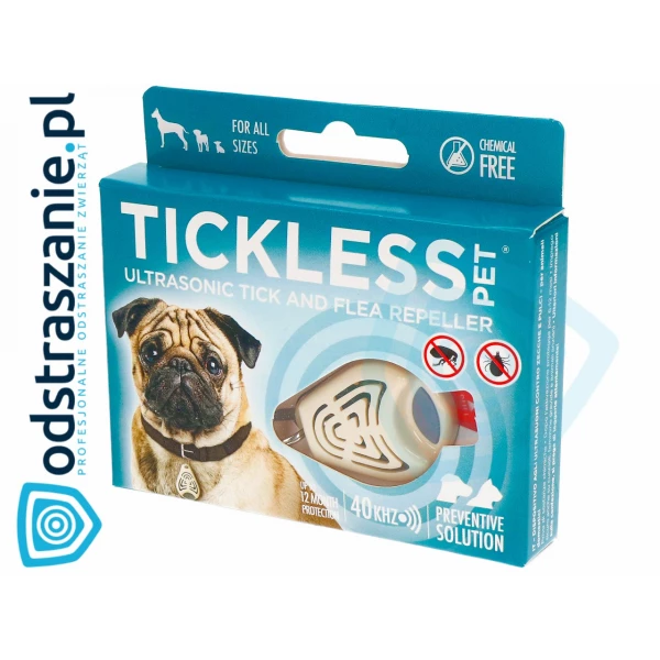 Urządzenie ultradźwiękowe na kleszcze i pchły dla psów Tickless Pet Beżowy.