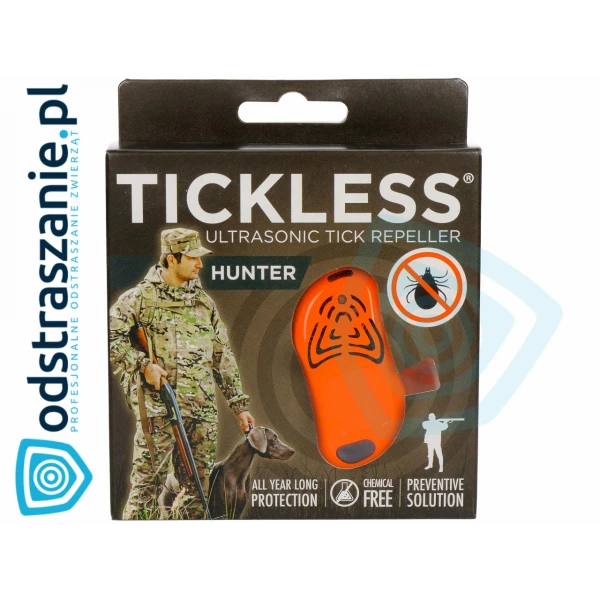 Urządzenie ultradźwiękowe na kleszcze Tickless Hunter Orange dla myśliwych.