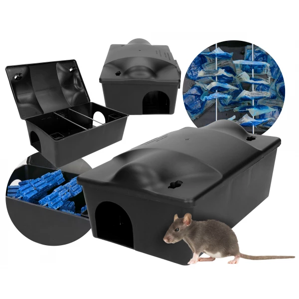 Duża stacja deratyzacyjna karmnik na trutkę na szczur, myszy No Pest® z kluczykiem