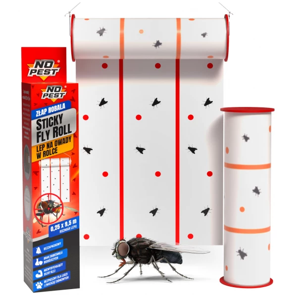 Lep na muchy, owady rolka No Pest® Sticky Fly Roll 25cmx9,5m.