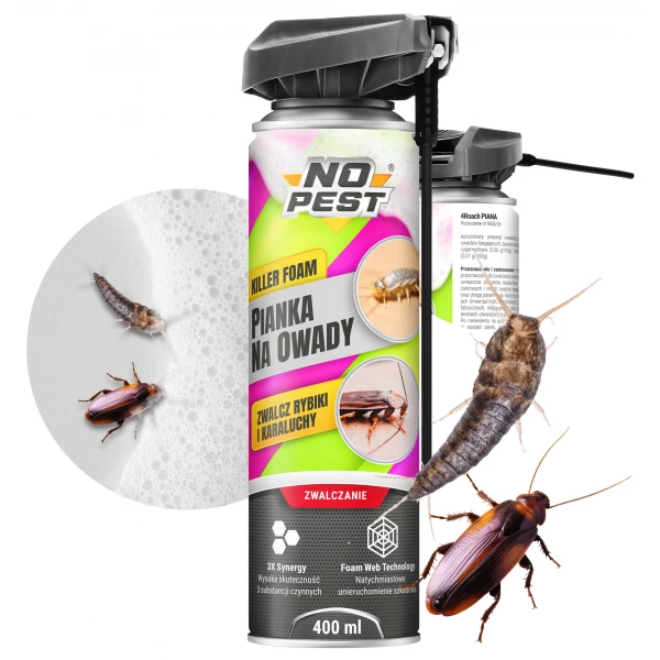 Środek na karaluchy, prusaki, rybiki spray pianka preparat No Pest® Killer Foam 