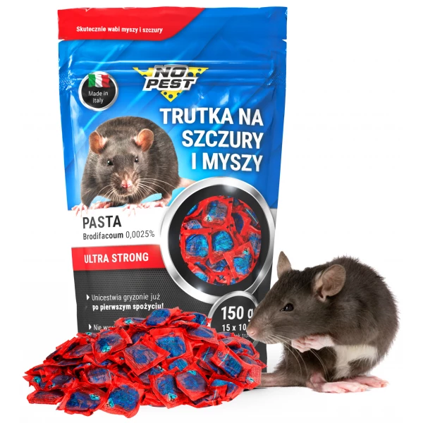 Trutka na szczury i myszy, gryzonie No Pest® brodifakum niebieska pasta w saszetkach 150g