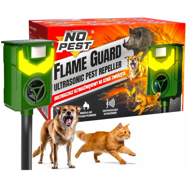 Ultradźwiękowy odstraszacz kotów, psów No Pest® Flame Guard 