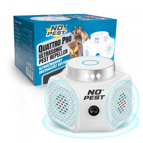 Ultradźwiękowy odstraszacz kun i gryzoni No Pest® Quattro Pro Ultrasonic Pest Repeller